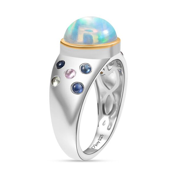 AA Nat&uuml;rlicher, &auml;thiopischer Welo Opal, Mehrfarbig Saphir Ring 925 Silber rhodiniert (Gr&ouml;&szlig;e 17.00) ca. 3,20 ct image number 5