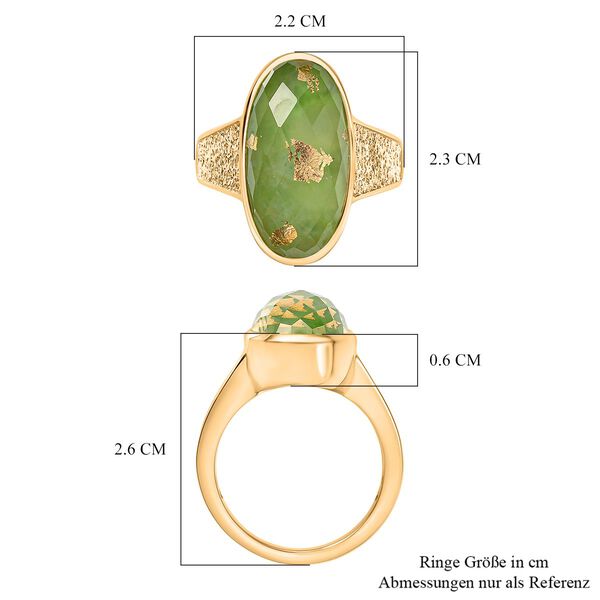 SHOPLC EXKLUSIV D'Joy Grün Blattgold-Quarz Ring 925 Silber 750 Gelbgold Vermeil (Größe 17.00) ca. 11.14 ct image number 7