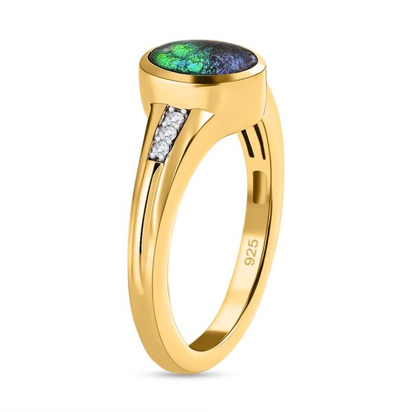 Kanadischer Ammolit, weißer Zirkon Ring, 925 Silber Gelbgold Vermeil, (Größe 19.00) ca. 1.24 ct image number 5