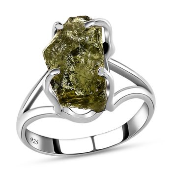 Nat&uuml;rlicher Moldavit-Ring, 925 Silber  ca. 4,80 ct
