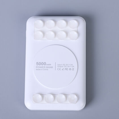 Kabellose Powerbank 5000 mAh, Größe 10x6,3x1,7 cm, Weiß
