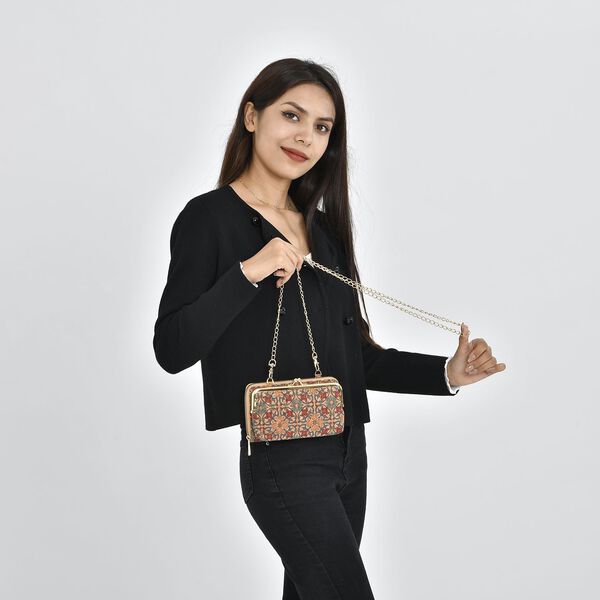 Crossbody Tasche aus Naturkork mit RFID-Schutz, Suzani image number 2