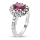Fissure gefüllt Rubin und Zirkon Halo Ring 925 Silber Platin-Überzug image number 4