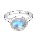 AA Regenbogen Mondstein Ring 925 Silber rhodiniert (Größe 17.00) ca. 5.24 ct