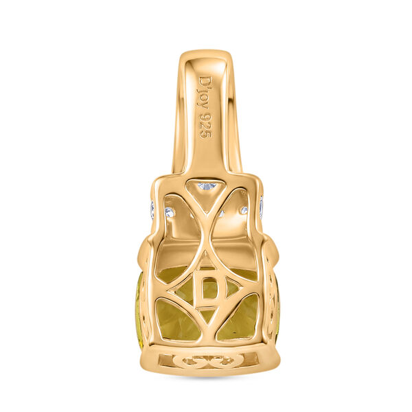 D'Joy AAA Ouro Verde-Quarz, Wei&szlig;er Zirkon Anh&auml;nger 925 Silber 750 Vergoldet ca. 1,48 ct. image number 4