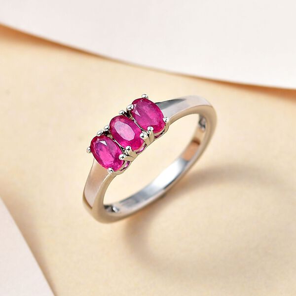 Afrikanischer Rubin (Fissure gef&uuml;llt) Ring, 925 Silber platiniert (Gr&ouml;&szlig;e 18.00) ca. 1.04 ct image number 2