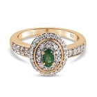 Sambischer Smaragd und Zirkon doppelter Halo-Ring in Silber image number 0