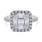 Moissanit Ring, 925 Silber platiniert, (Größe 19.00), ca. 1.27 ct