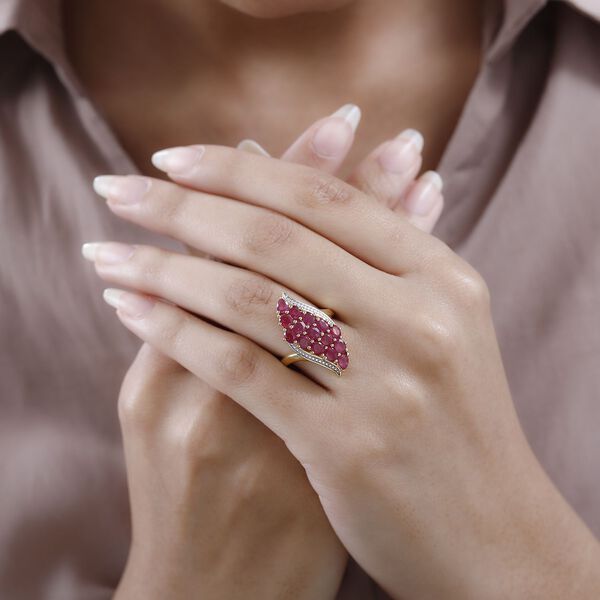 Afrikanischer Rubin (Fissure gef&uuml;llt) Ring, 925 Silber vergoldet (Gr&ouml;&szlig;e 21.00) ca. 4.01 ct image number 3