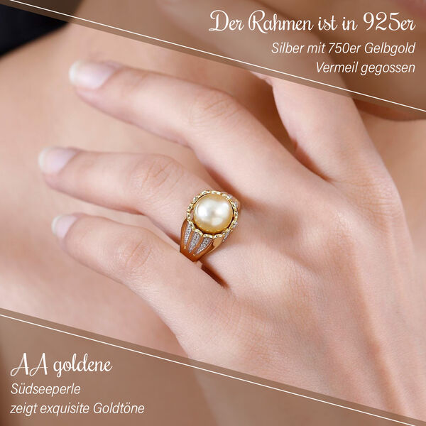 AA goldener S&uuml;dseeperle und Zirkon-Ring image number 3