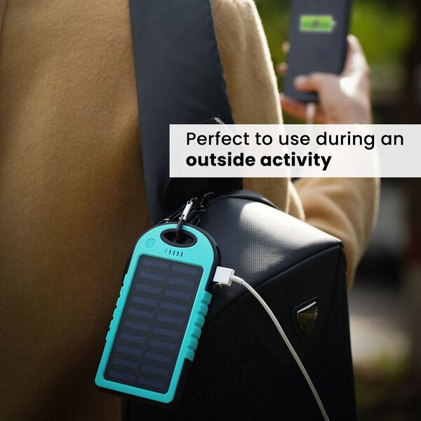 HOMESMART - Solarpowerbank mit 5000 mah, tragbar, 15x7.5cm, 145g, türkis image number 5