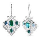 Pfau Quarz Triplette Ohrringe 925 Silber ca. 10,79 ct.