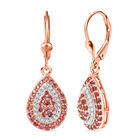 D'Joy AAA Padparadscha Saphir Ohrringe 925 Silber 750 Roségold Vermeil ca. 1,79 ct.