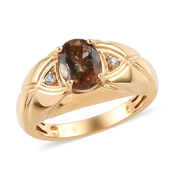 Nat&uuml;rlicher Jenipapo Andalusit und Zirkon Ring 925 Silber vergoldet  ca. 1,39 ct image number 4