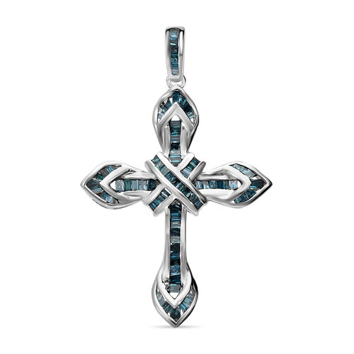 Blauer Diamant P Anhänger 925 Silber platiniert ca. 0,50 ct. image number 0