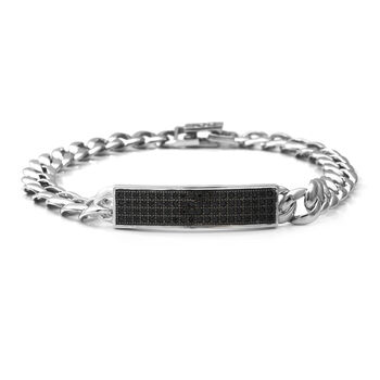 Schwarzer Spinell Armband 18 cm 925 Silber rhodiniert ca. 1,60 ct
