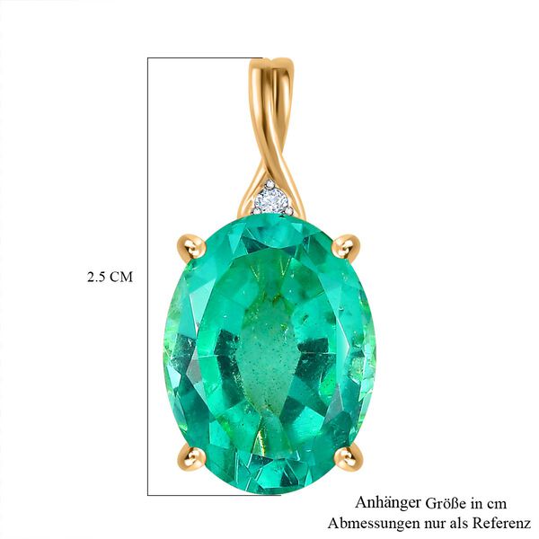Smaragd-Triplette-Quarz, Wei&szlig;er Zirkon Anh&auml;nger 925 Silber Gelbgold Vermeil ca. 9,83 ct. image number 6