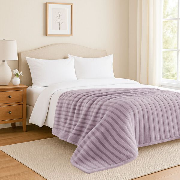 Gestreifte Kunstfell-Decke, 150x200 cm, 300 gms, einlagig, Lila image number 2