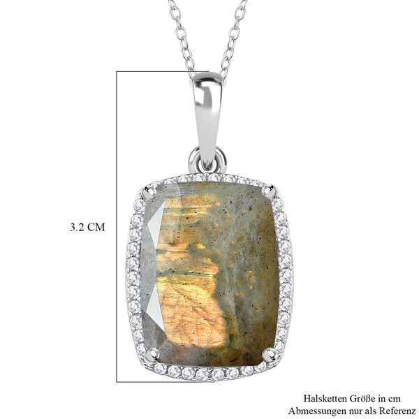 Feuer Labradorit und Zirkon-Anh&auml;nger mit 50cm Kette - 20,78 image number 7
