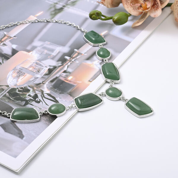 Gr&uuml;ne Aventurin-Halskette, 45 cm, silberfarben ca. 135,00 ct image number 2