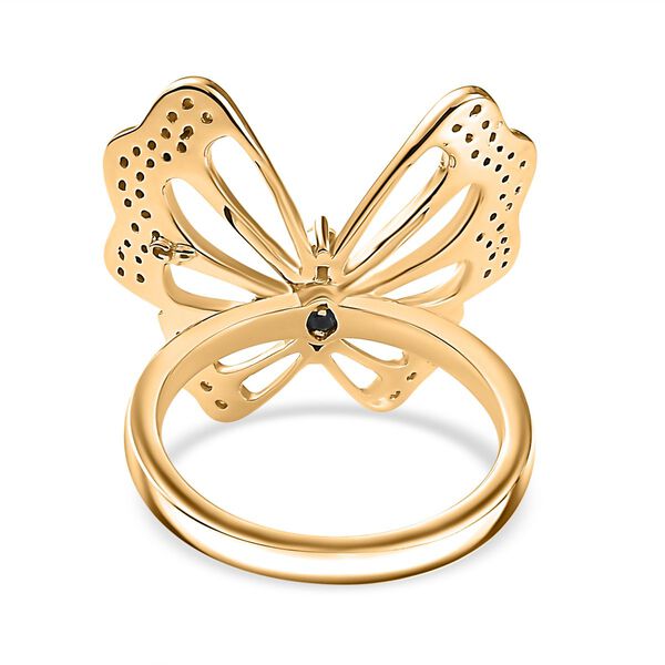 GP Italian Garden Kollektion- Wei&szlig;er, Champagner Diamant und blauer Saphir-Ring, 925 Silber Gelbgold Vermeil - 0,51 ct, image number 5