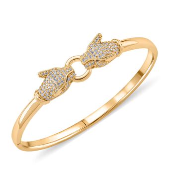 Gr&uuml;ner und wei&szlig;er Zirkonia 19cm Armreif in Goldton