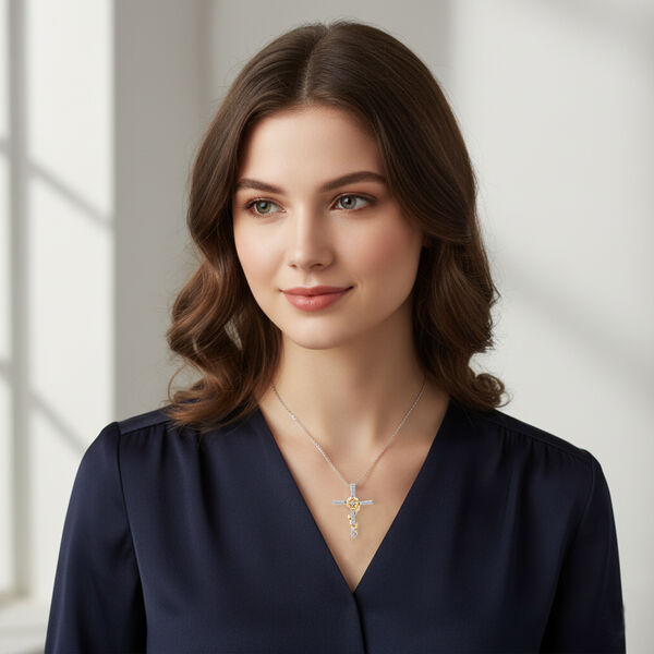 LUXURIANT SI-GH Labor Diamant zweifarbiger Anhänger mit 50cm Kette - 0,51 ct. image number 2