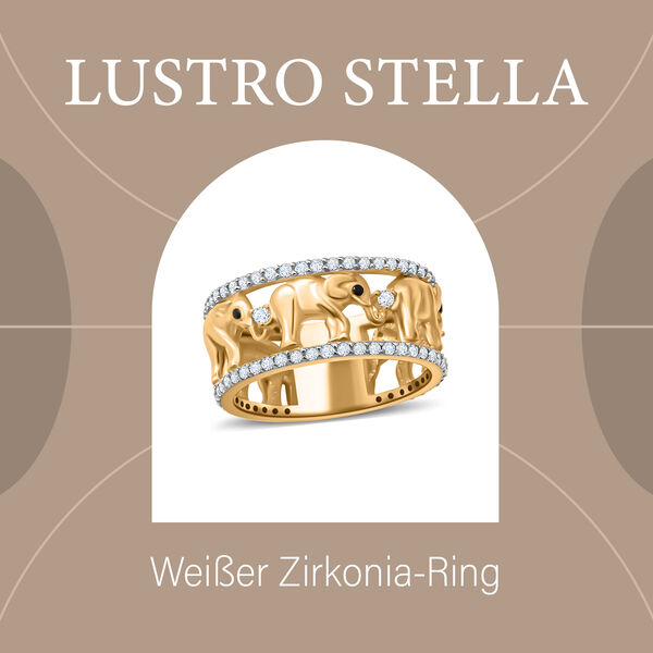 LUSTRO STELLA - weißer Zirkonia-Elefant-Bandring image number 10