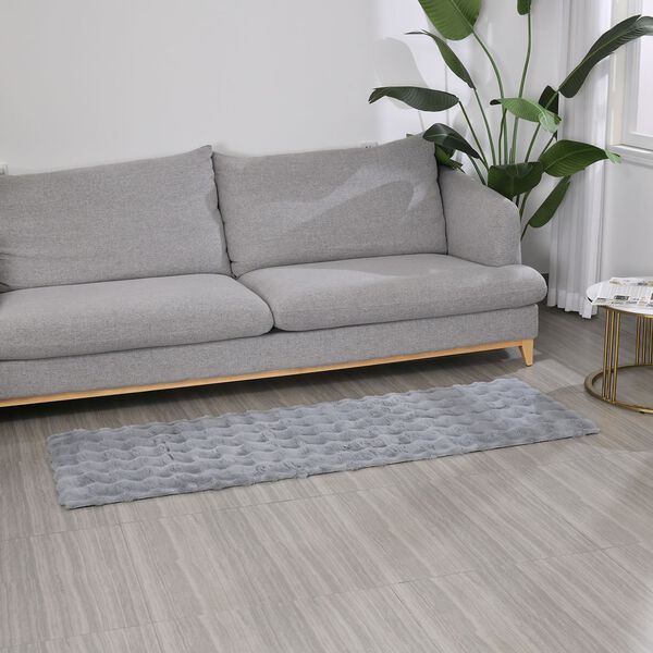 Superweicher Mikropl&uuml;sch Teppich-L&auml;ufer mit Wellenmuster, beige