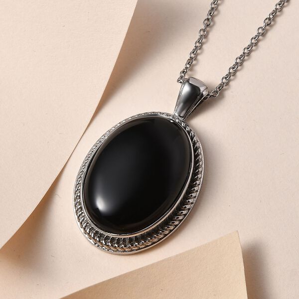 Schwarzer Onyx Schmuckset  Edelstahl ca. 23,14 ct. image number 1