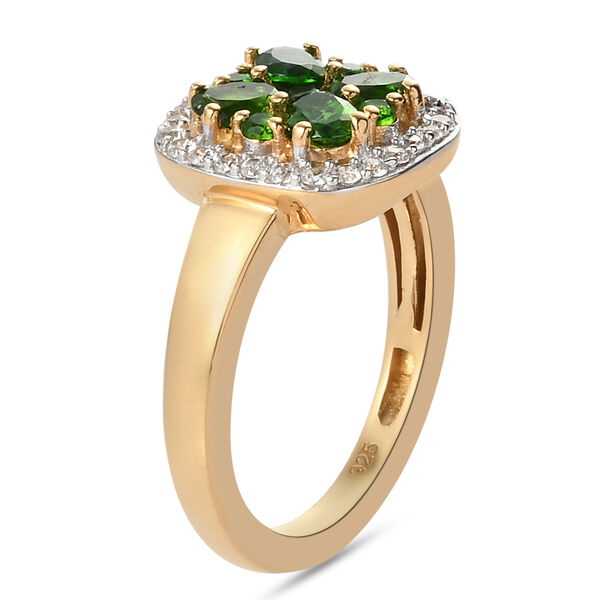 Nat&uuml;rlicher Chromdiopsid und Zirkon Ring 925 Silber vergoldet  ca. 1,26 ct image number 5