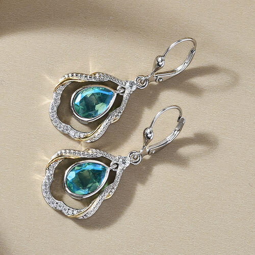 Pfau Triplett Quarz und Zirkon-Ohrringe, 925 Silber Bicolor, ca. 4,83 ct image number 1