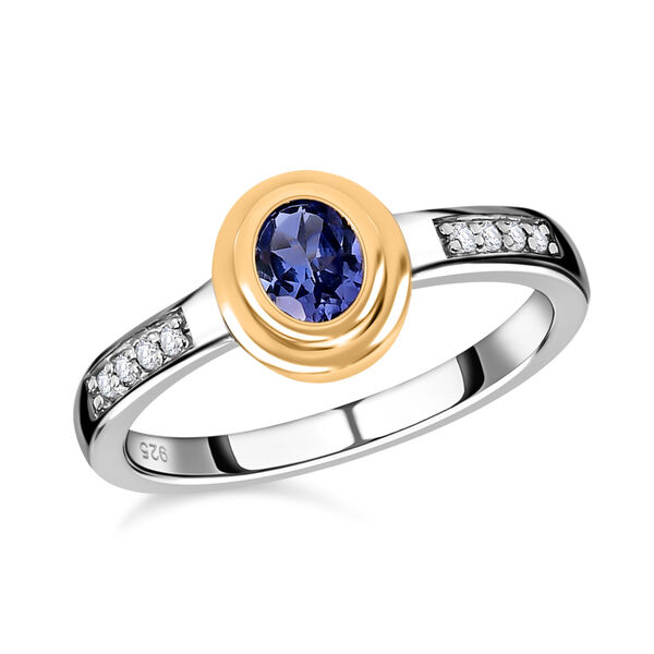 Tansanit und Zirkon Ring, 925 Silber Bicolor  ca. 0,40 ct image number 6