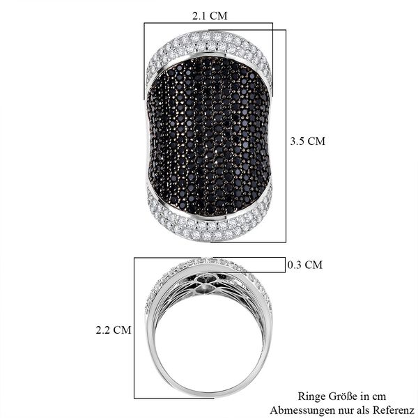 Wei&szlig;er Zirkon, Schwarzer Spinell Ring, 925 Silber Zweifarbig(Gr&ouml;&szlig;e 16.00) ca. 4.04 ct image number 7