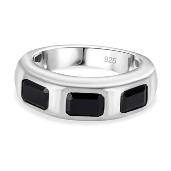 Schwarzer Spinell Ring 925 Silber rhodiniert (Gr&ouml;&szlig;e 17.00) ca. 2,39 ct