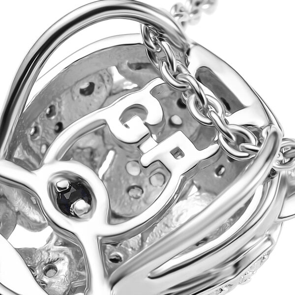 GP Trifono Kollektion- Panther weißer und grüner Diamant und Kanchanaburi blauer Saphir Anhänger mit 45cm Kette, 925 Silber rhodiniert - 0.99 ct. image number 7