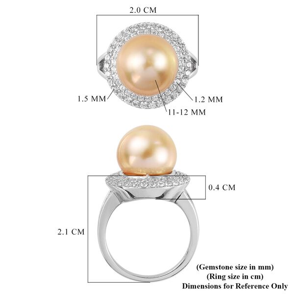 Royal Bali Kollektion - S&uuml;dsee Perle und Zirkon Ring 925 Silber platiniert  ca. 0,70 ct image number 5