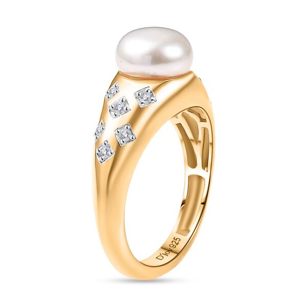 D'Joy Süßwasser Perle und Zirkon Ring - 3,32 ct. image number 4