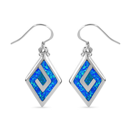 Synthetischer kristall Blauer Opal Ohrringe 925 Silber rhodiniert ca. 5,00 ct.