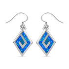 Synthetischer kristall Blauer Opal Ohrringe 925 Silber rhodiniert ca. 5,00 ct.