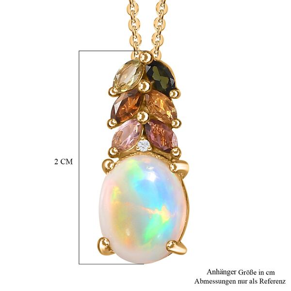 AA Natürlicher, äthiopischer Welo Opal, Zirkon und Multi-Turmalin-Anhänger mit 45cm Kette - 2,28 ct. image number 7