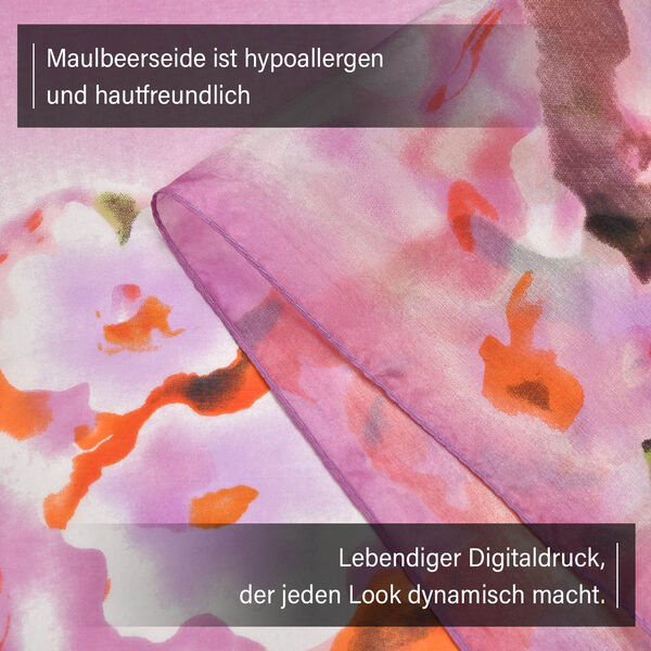 LA MAREY - Chiffonschal aus 100% Maulbeerseide mit Pinkem Blumenmuster image number 3