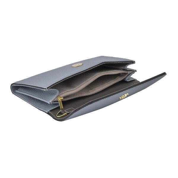 Echtleder Clutch mit Metallriemen, grau image number 5