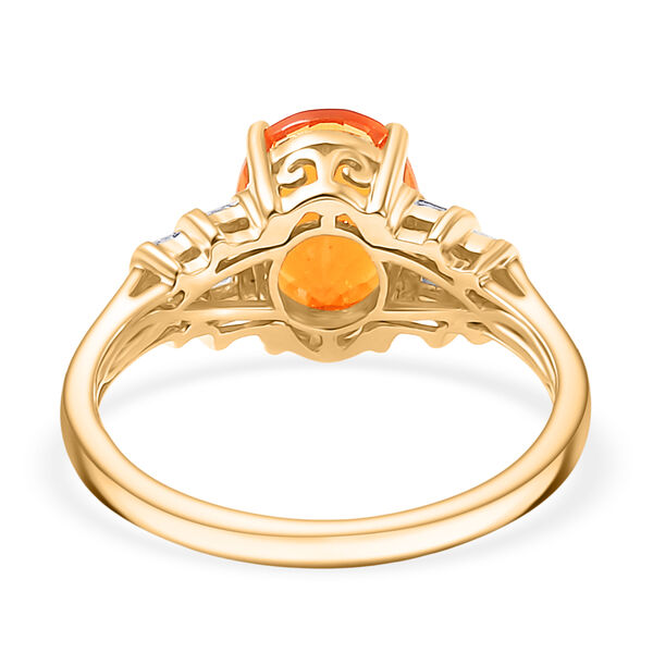 AAAA Mexikanischer Purpurroter Feueropal, Wei&szlig;er Diamant Ring 585 Gelb Gold (Gr&ouml;&szlig;e 18.00) ca. 1.47 ct image number 5