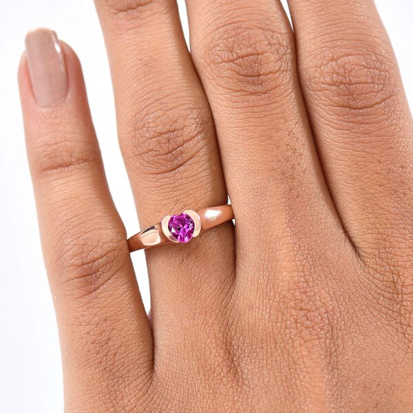 AAA Lab Grown Rosa Saphir Ring 925 Silber 750 rosévergoldet (Größe 17.00) ca. 0.64 ct image number 2