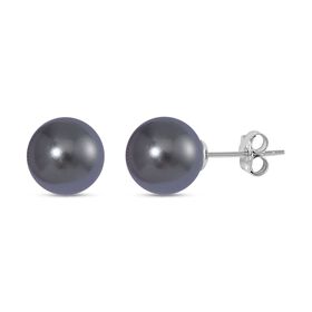 Graue Muschelkernperle Ohrringe, (9-11mm), 925 Silber rhodiniert