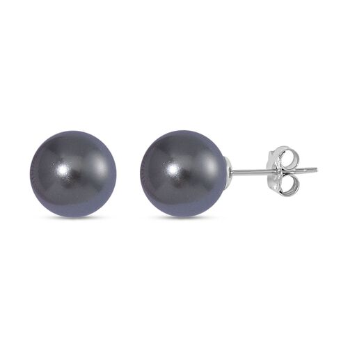 Graue Muschelkernperle Ohrringe, (9-11mm), 925 Silber rhodiniert image number 0