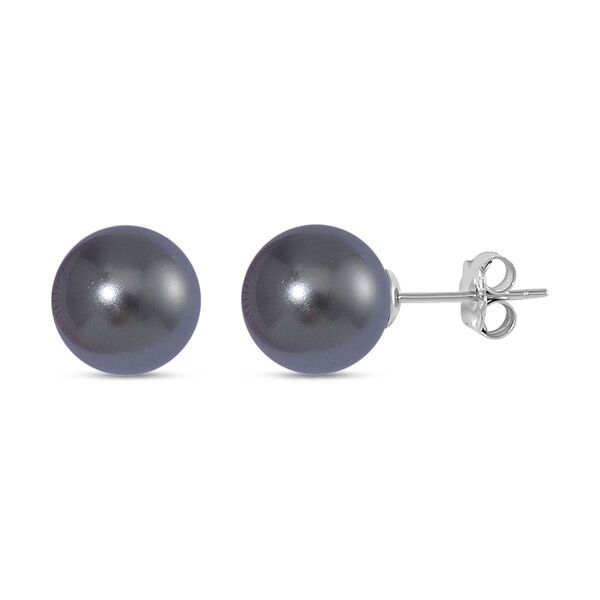 Graue Muschelkernperle Ohrringe, (9-11mm), 925 Silber rhodiniert image number 0