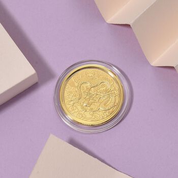 999er Goldm&uuml;nzefolie mit Drachenmotiv und Regenbogen-Designlinie, 100mg