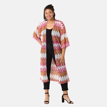 Geh&auml;kelter Kimono, Meshgewebe, Rot